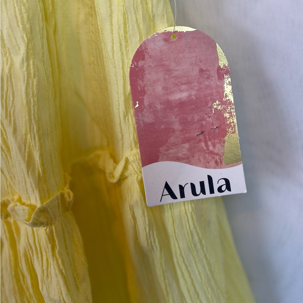 NWT Arula Women’s Lemon Yellow Lantern Sleeve Summer Top / size XL - Picture 2 of 10